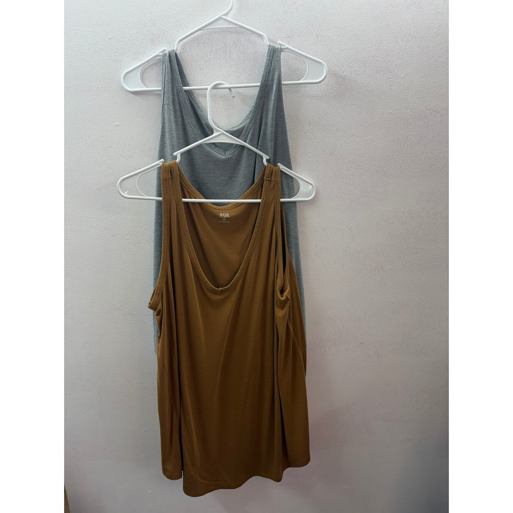 ana a new approach Tank Top Bundle 2 Pk XXL Gray Mustard Yellow Brown Scoop Neck